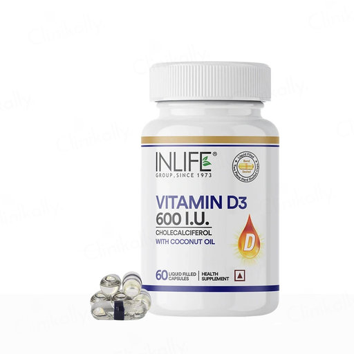 Inlife Vitamin D3 600 IU Health Supplement Capsule